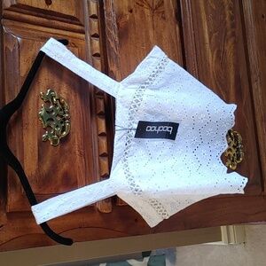 💚🌸Host Pick🌸Nwt Lace & Embroidered Floral Cotton Crop Top